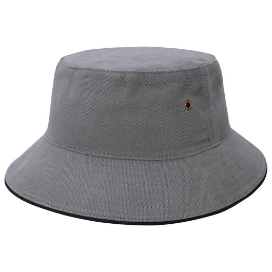 Grey Black Sandwich Brim Bucket Hats